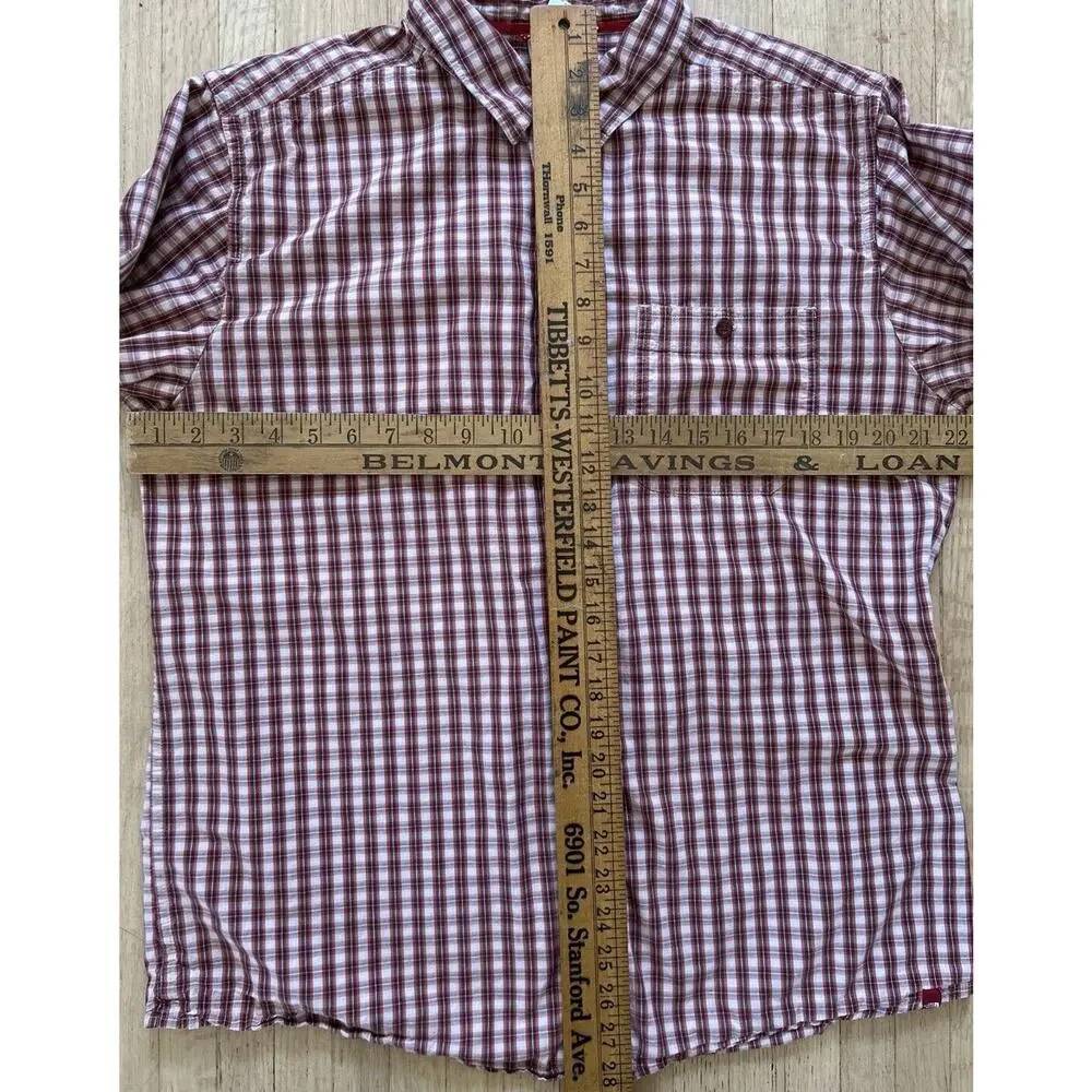 North Face Plaid Shirt Mens Large Rust Orange Cotton Long Sleeve One Pocket
